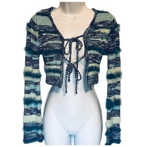 NWT Micas Women's Cropped Sweater Cardigan, with Tie Front Size Large